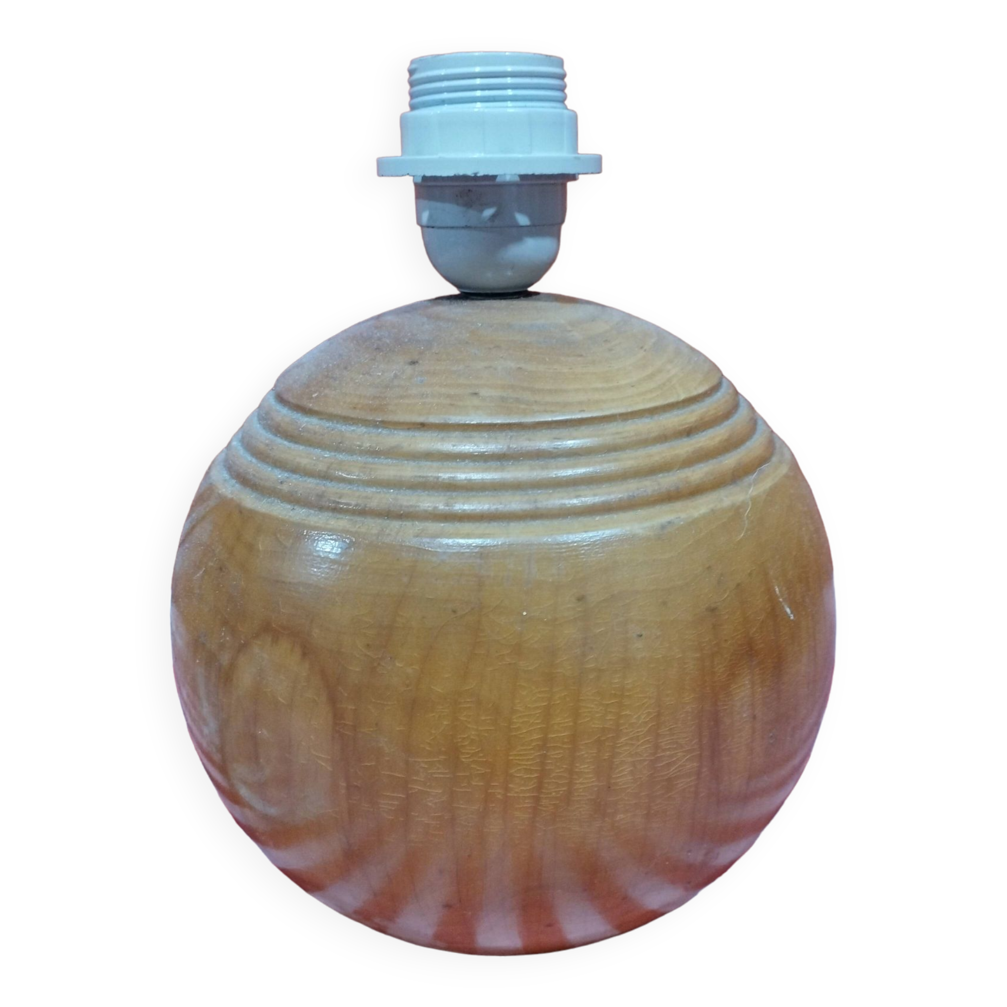 Vintage: turned wooden ball lamp base made in italy imt