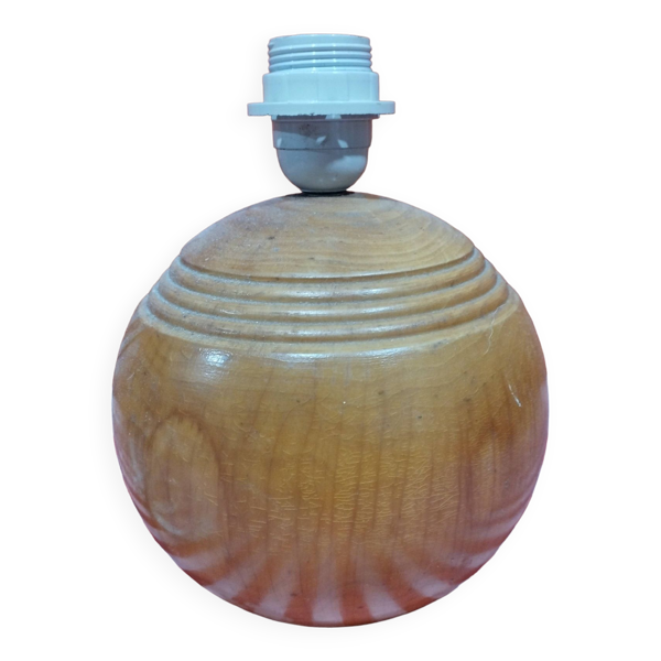 Vintage : pied de lampe boule en bois tourné made in italie i.m.t
