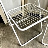 2 white metal "Ted Ned" folding chairs by Niels Gammelgaard for IKEA, 1980s