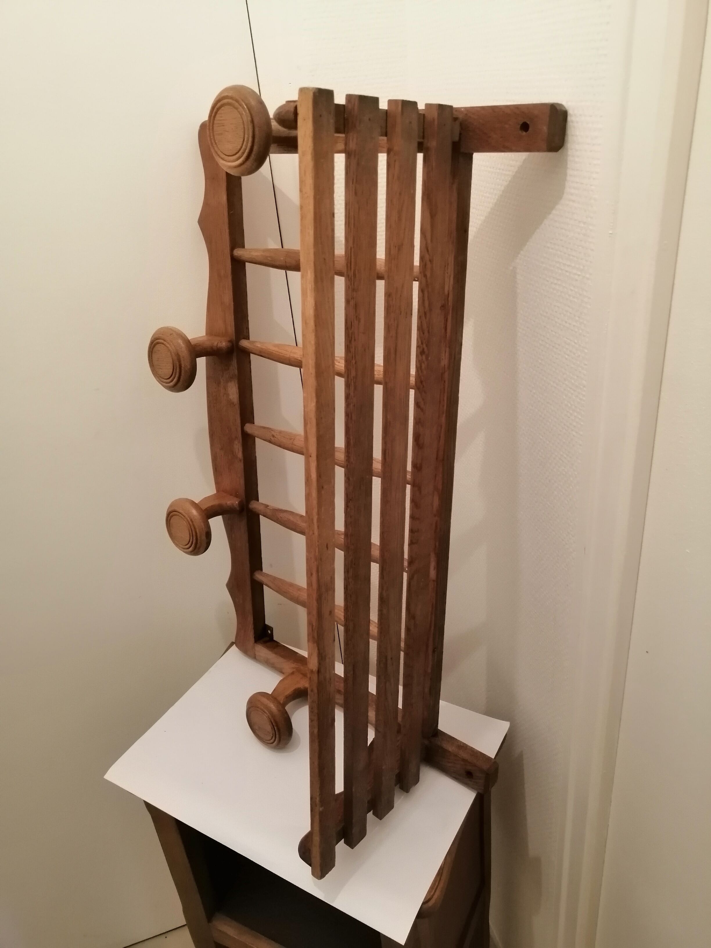 Rustic wooden wall coat rack