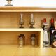 Bar storage in oak and brass, 50s - 60s