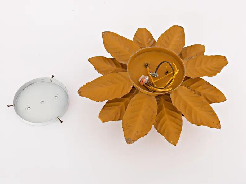 Plafonnier fleuri vintage italien à 4 lumières