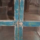 Antique Burmese teak sideboard with original blue and white patina