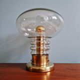 Lampe de table Space Age en laiton et verre transparent, 1960-70