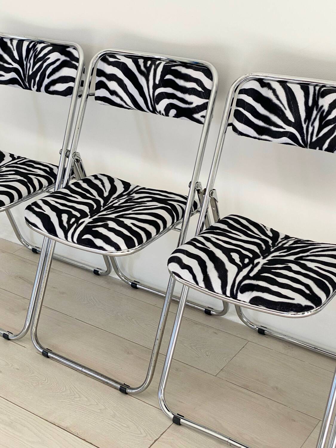 6 chaises pliante vintage 1970  zèbre