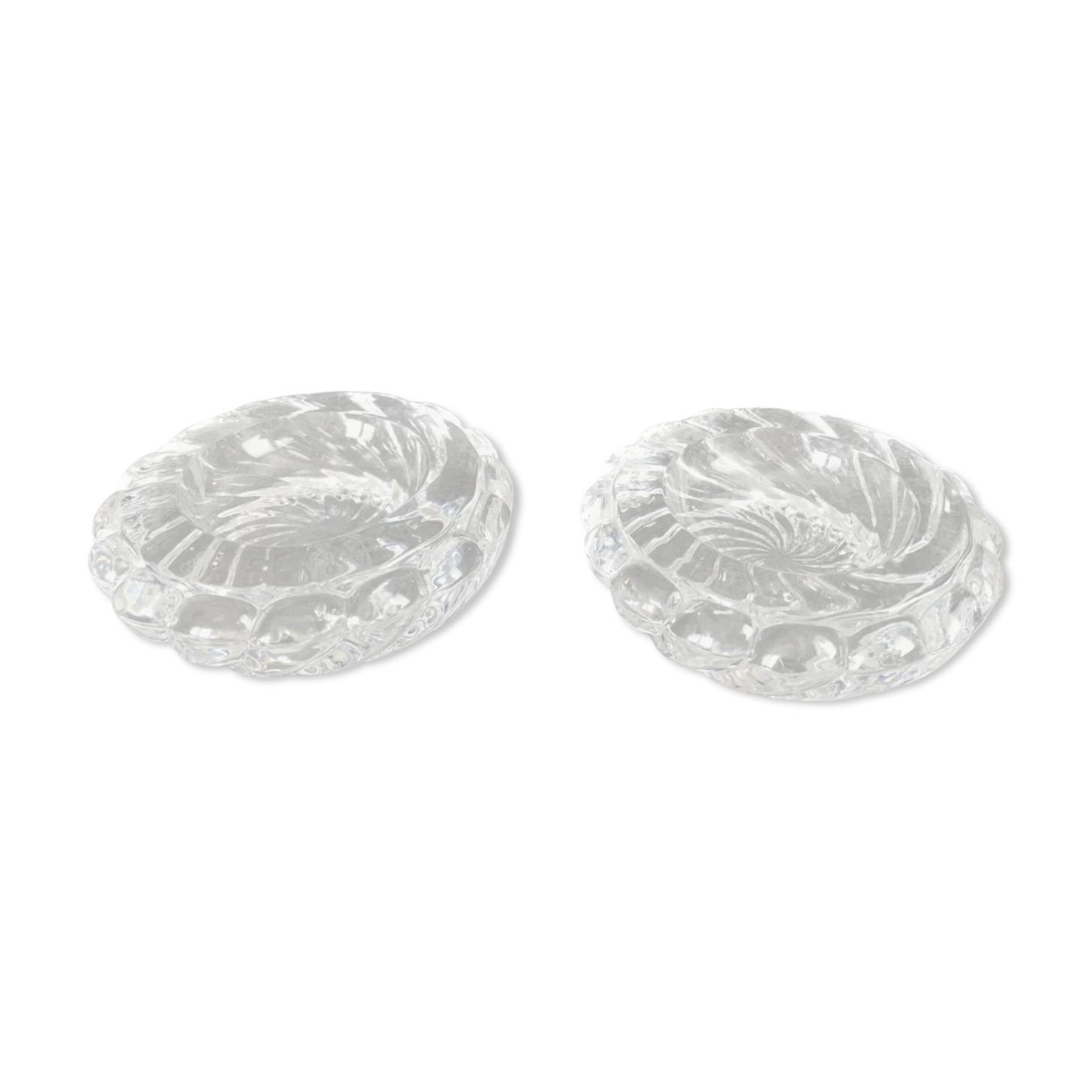 Pair of twisted round candlesticks in baccarat crystal stamped