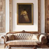 Spanish painting of an interior scene from the 20th century