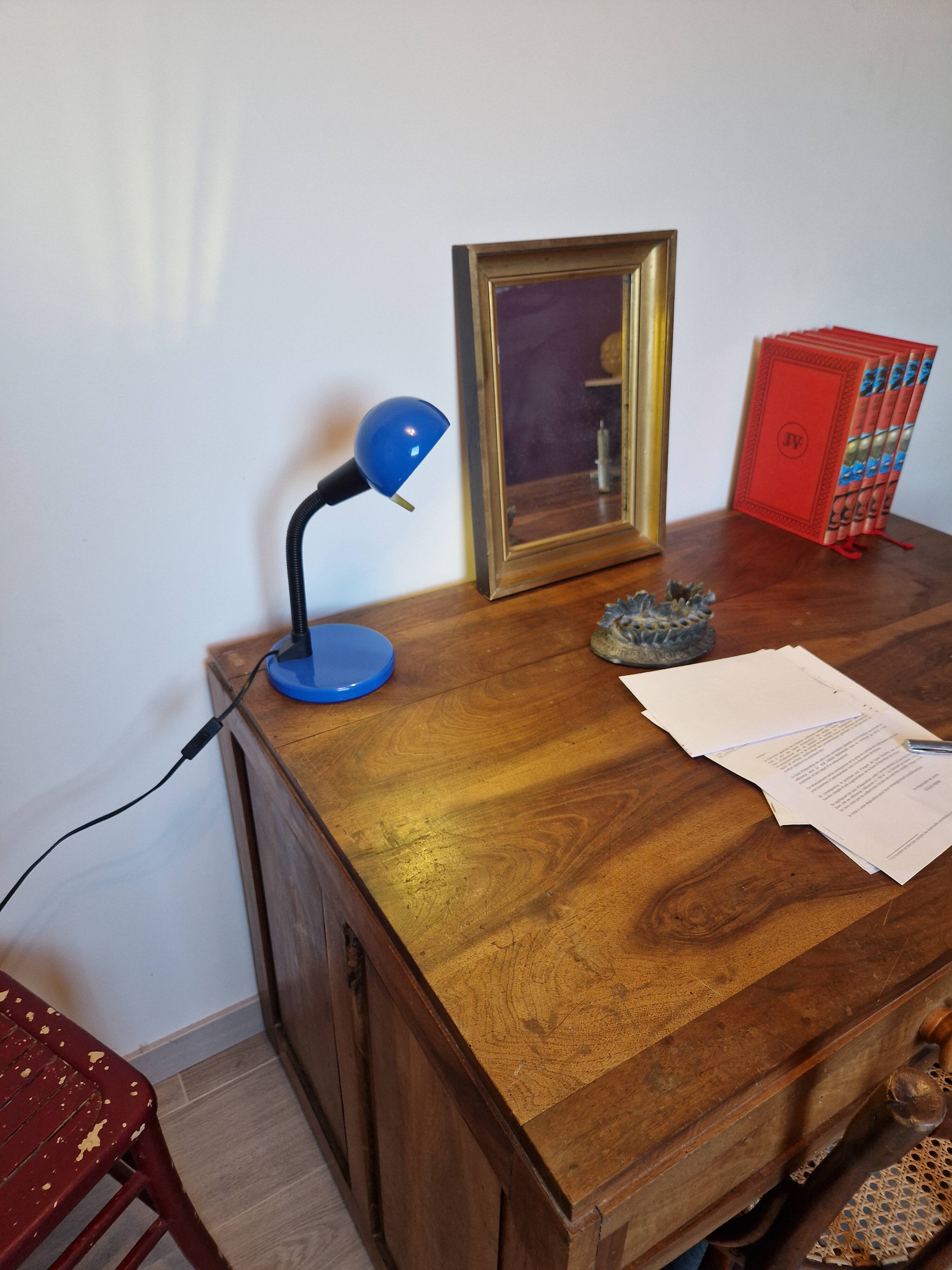Brilliant German desk lamp — vintage style, electric blue