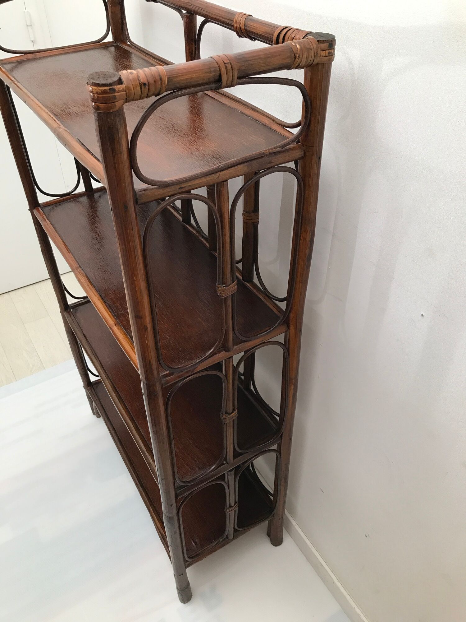Vintage shelf in wicker rattan