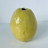 Lemon vase trompe l'oeil in natural glazed ceramic