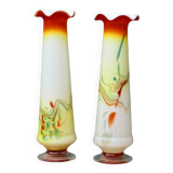 Pair of blown glass Murano collared vases