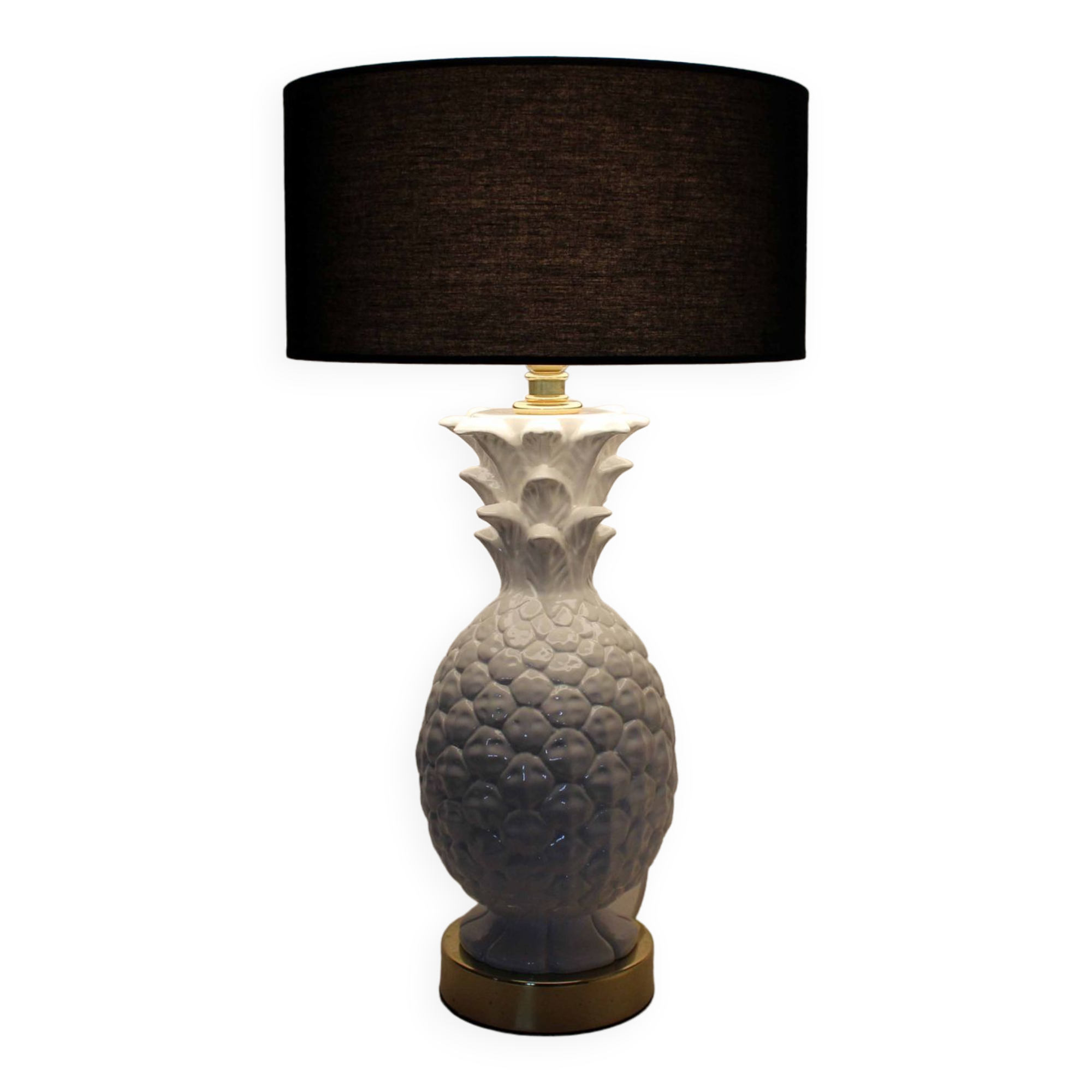 Table lamp ananas ceramic and brass 70s