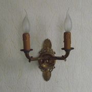 French Antique Bronze Empire Double Wall Sconce with Fan & Swan Detail 5239