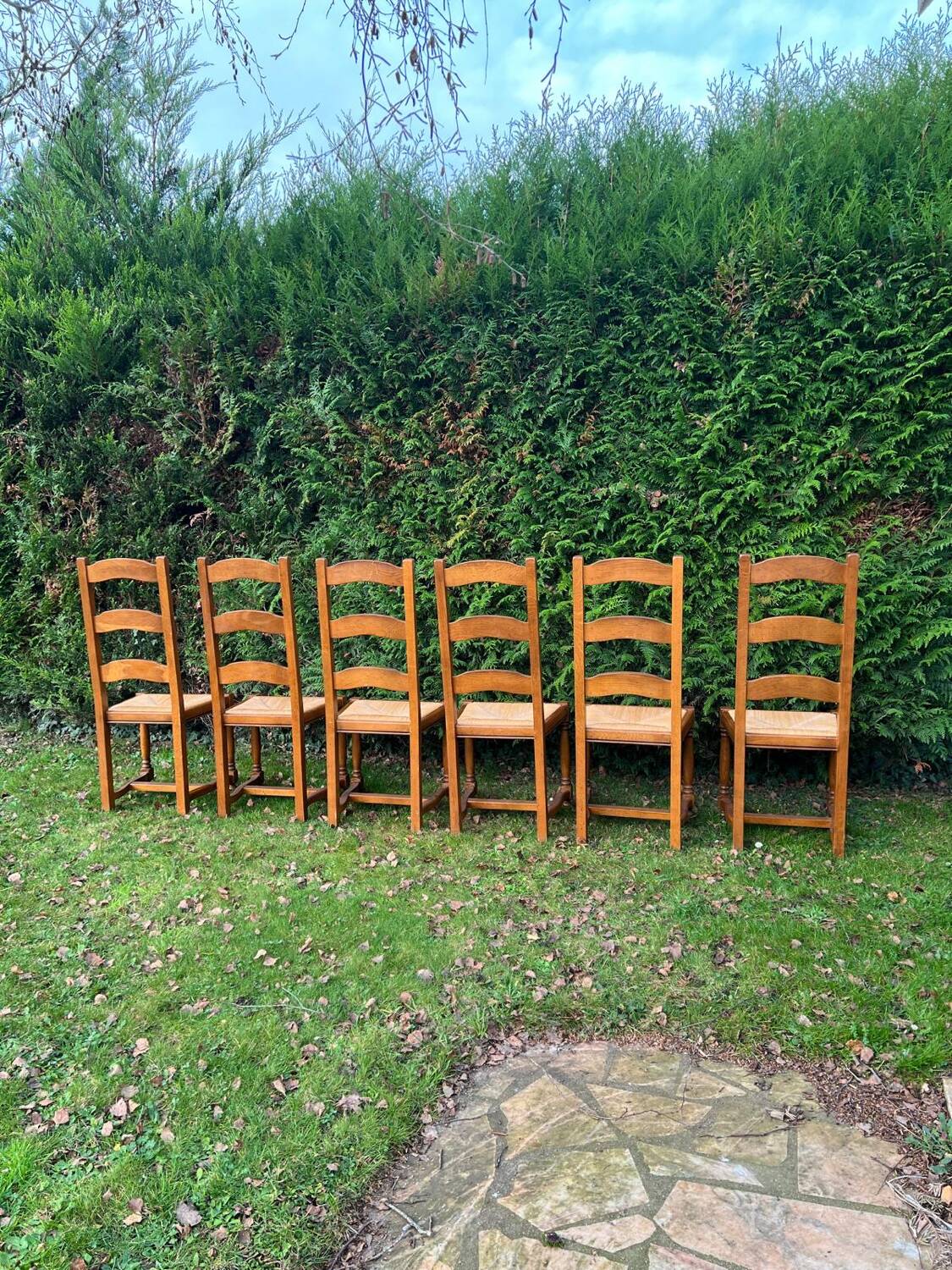 6 oak farmhouse chairs