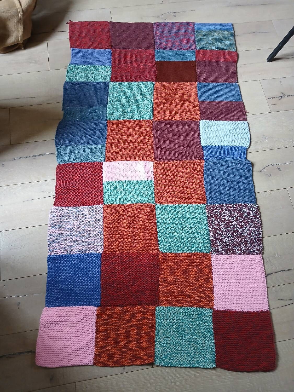 Plaid patchwork hand-knitted