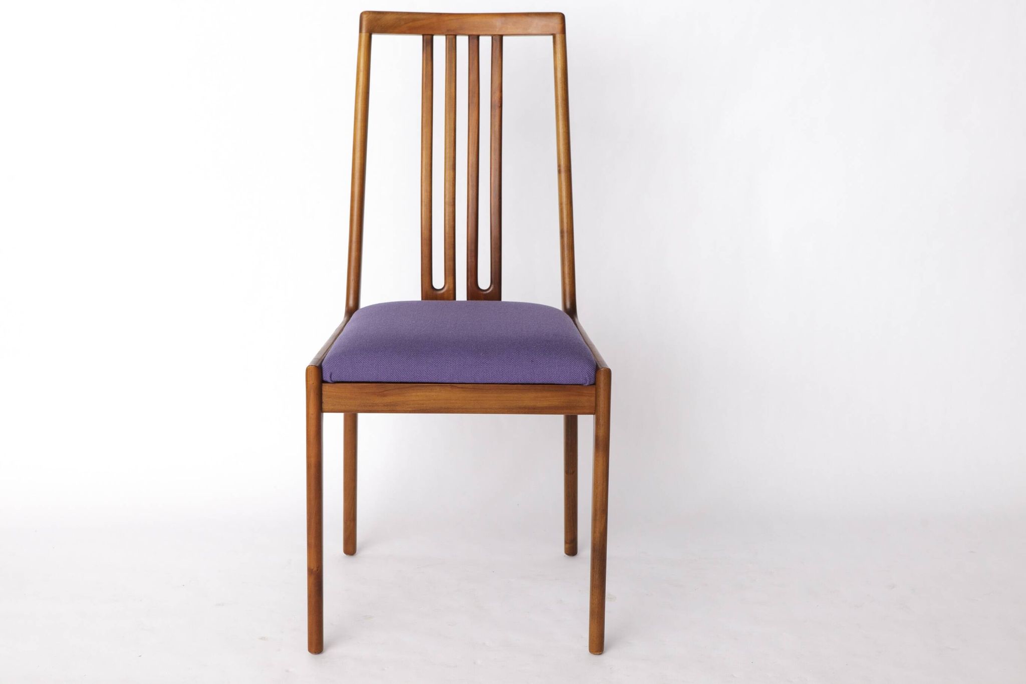 Set of 8 Vintage Chairs by Lübke – 1960s-70s Beech Wood & Violet Textile