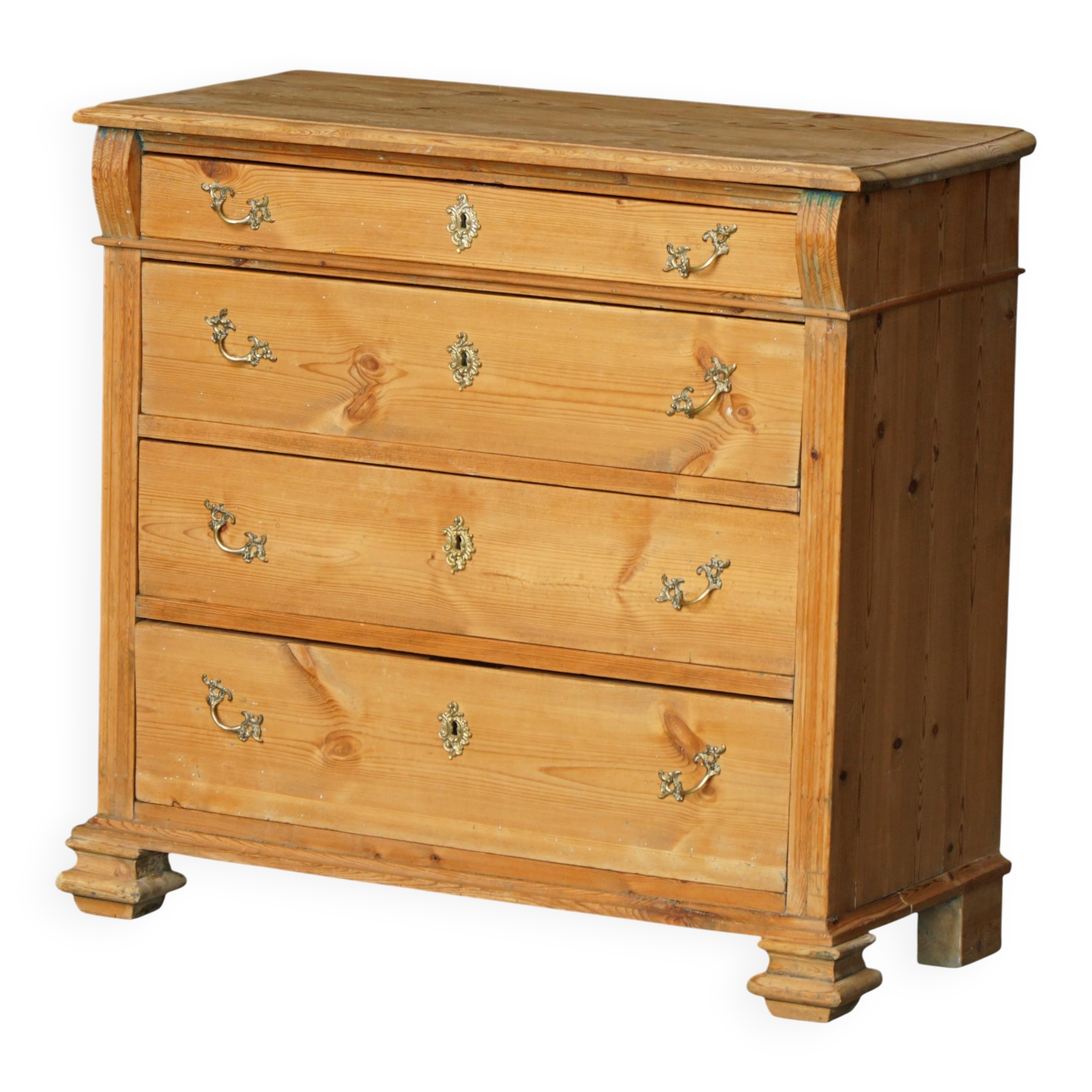 Ancienne commode danoise en pin, début du 20e siècle