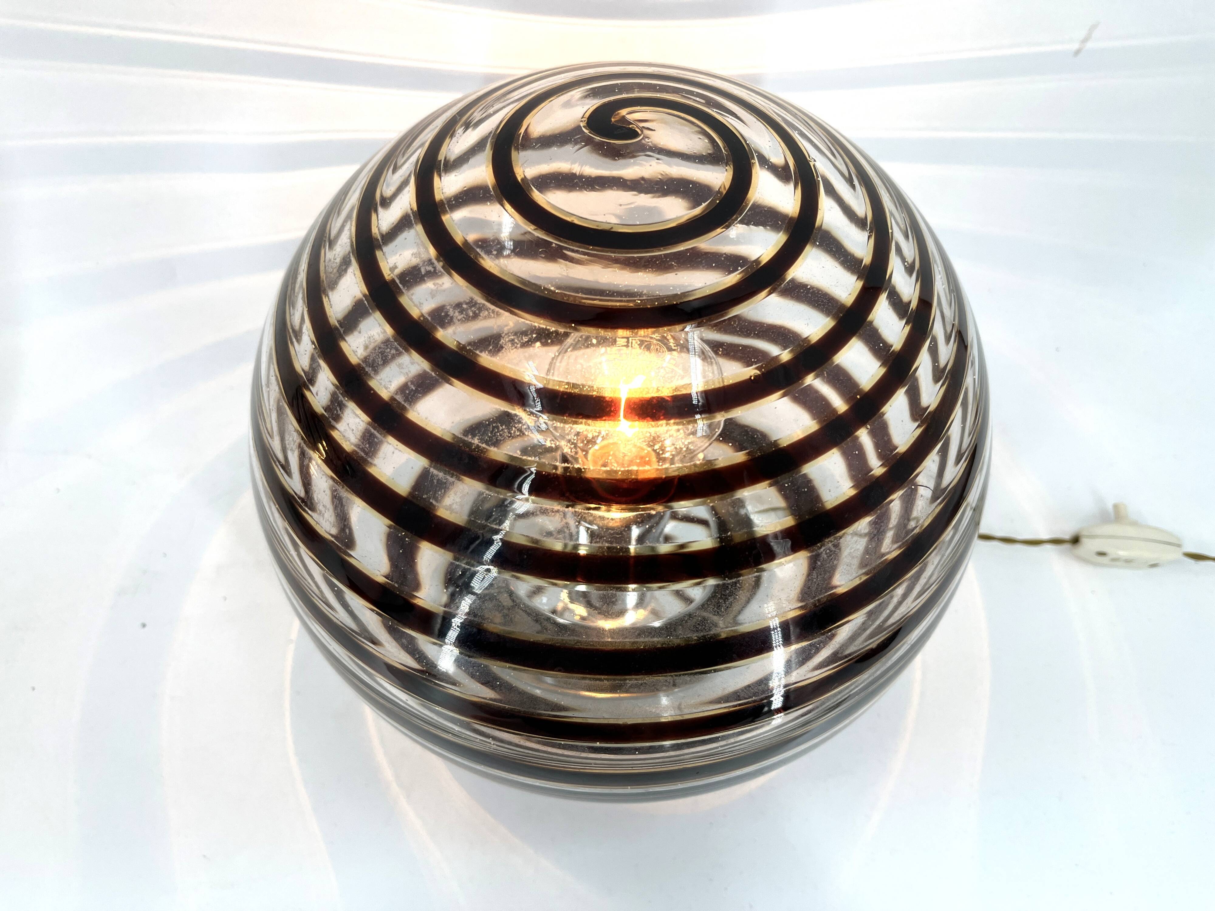 Pair of murano swirl glass table lamps, 1970s