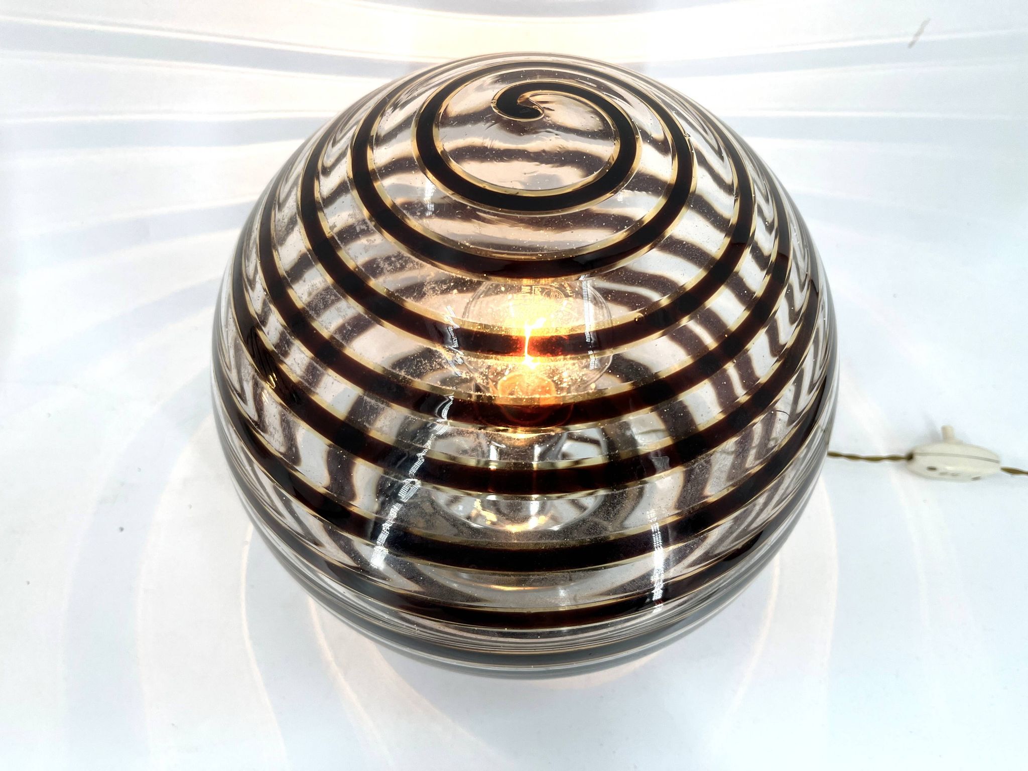 Pair of murano swirl glass table lamps, 1970s