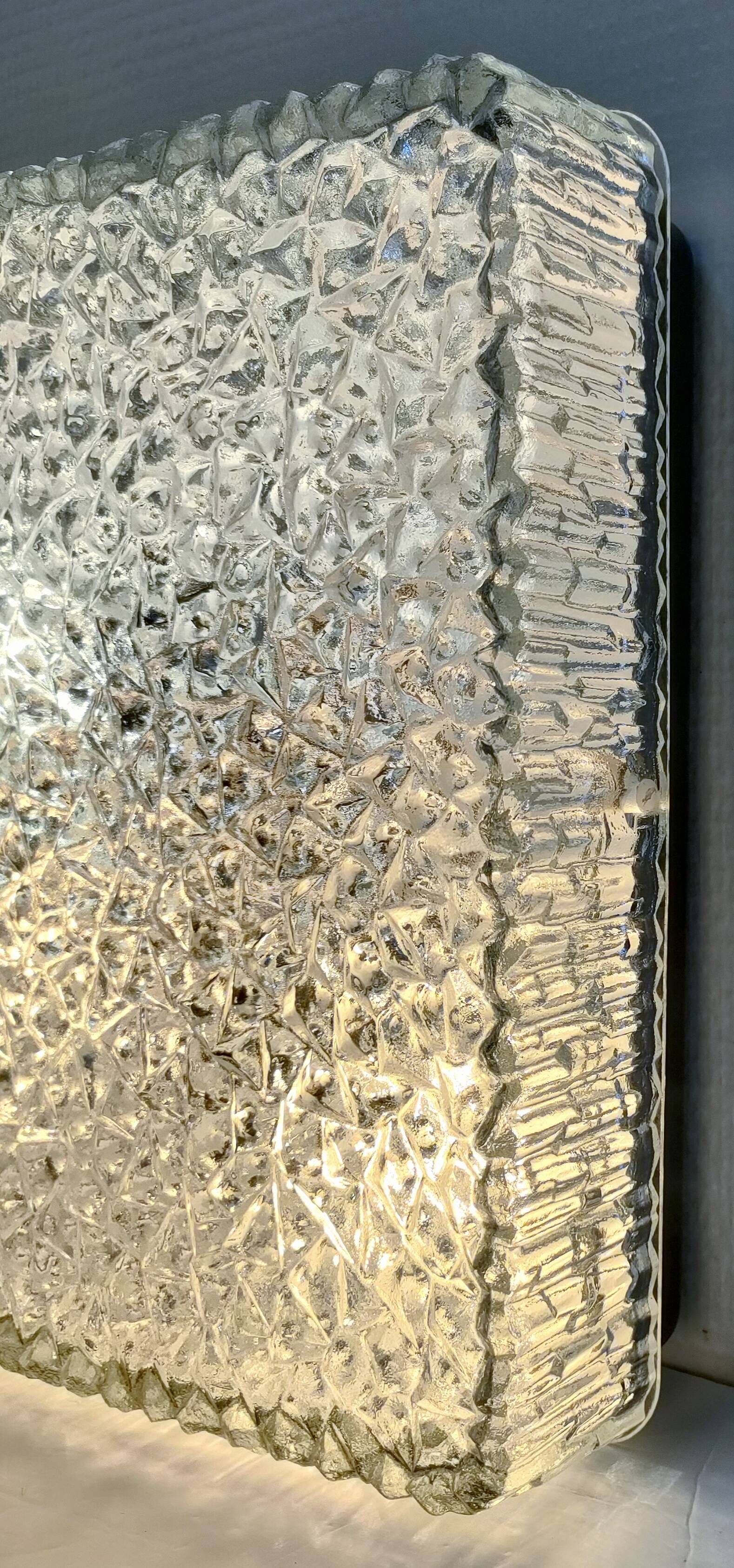 Holophane square wall lamp XL glass design 60s