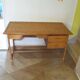 desk - wood-bamboo and woven wicker rattan - 2 drawers - large top - 80