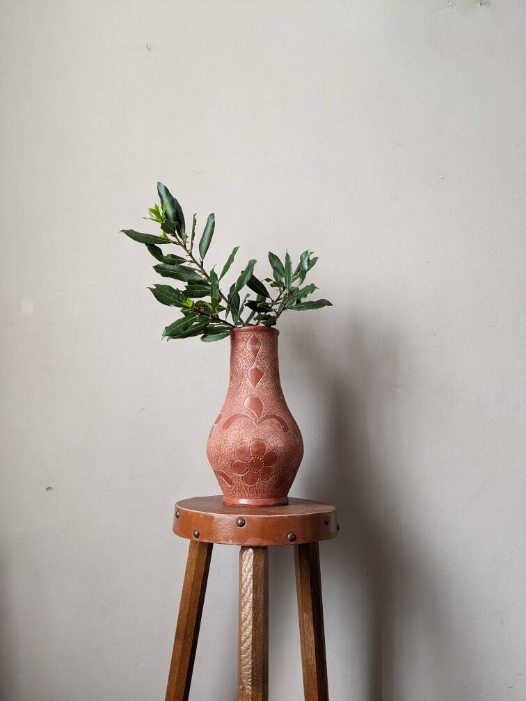 Vintage Portuguese ceramic terracotta clay terracotta pottery vase