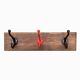 Vintage school coat rack in solid wood - 3 coat hooks in lacquered metal