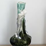 Vase Art Nouveau en céramique émaillée – Femme et chien - Vers 1900