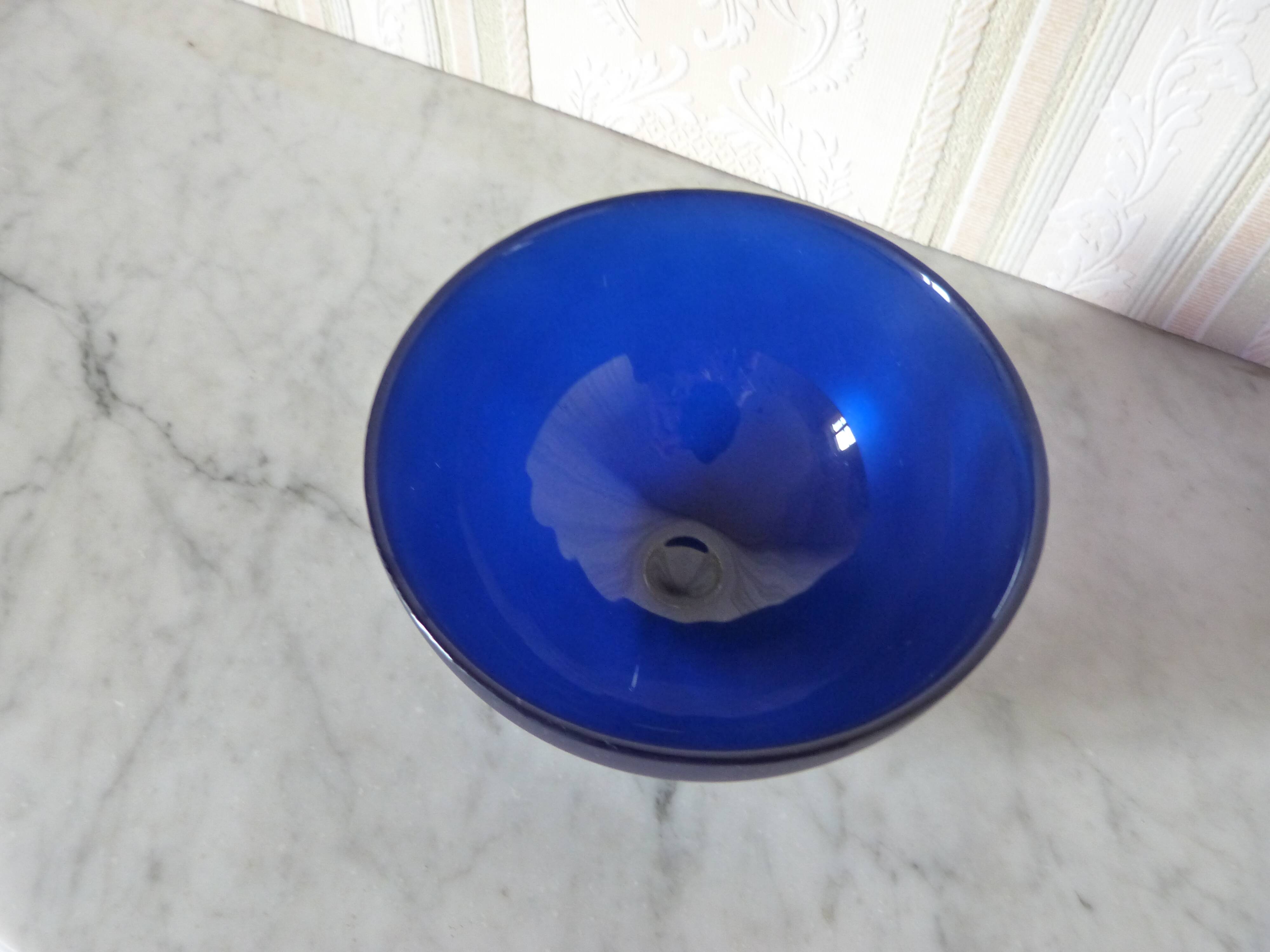 Saladier verre bleu cobalt