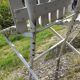 Pair of iron and old wood garden chairs