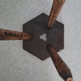 Set of 2 wooden tripod stools
