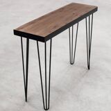 Console en bois massif sur pieds épingles noir