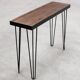 Console solid wood on black pins feet