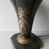 Art Deco cornet lamp, signed A Ducobu, narcissus
