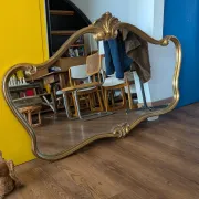 Large golden mirror in vintage Louis XV rocaille style, 144 cm