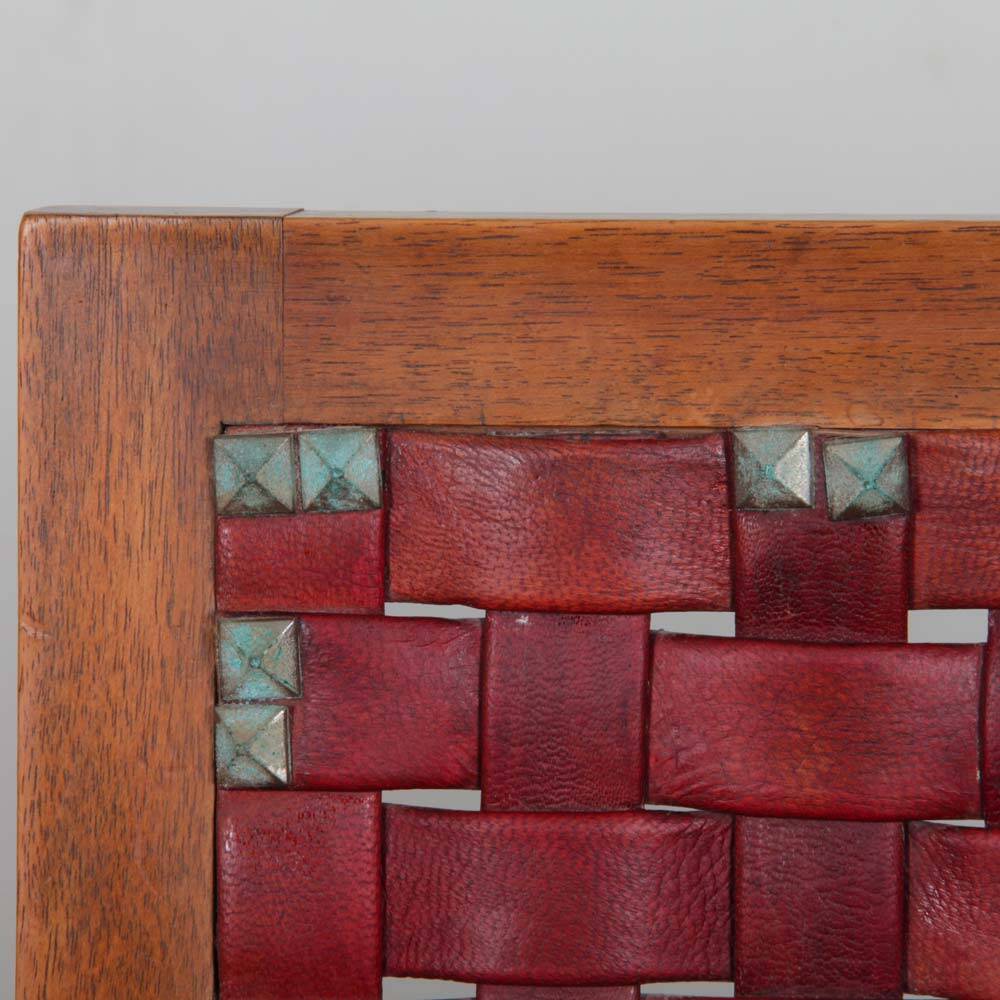 Pair of 1950s bridge chairs in wood and leather