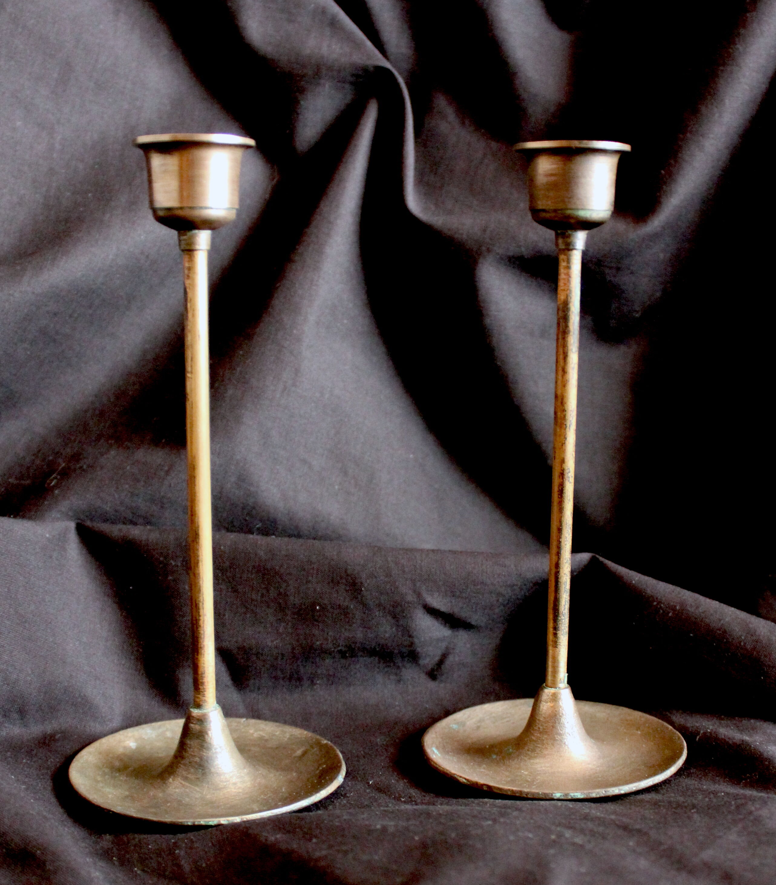 Pair of brass candle holders
