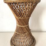 Rattan and cane stool in the shape of a Tam Tam stool