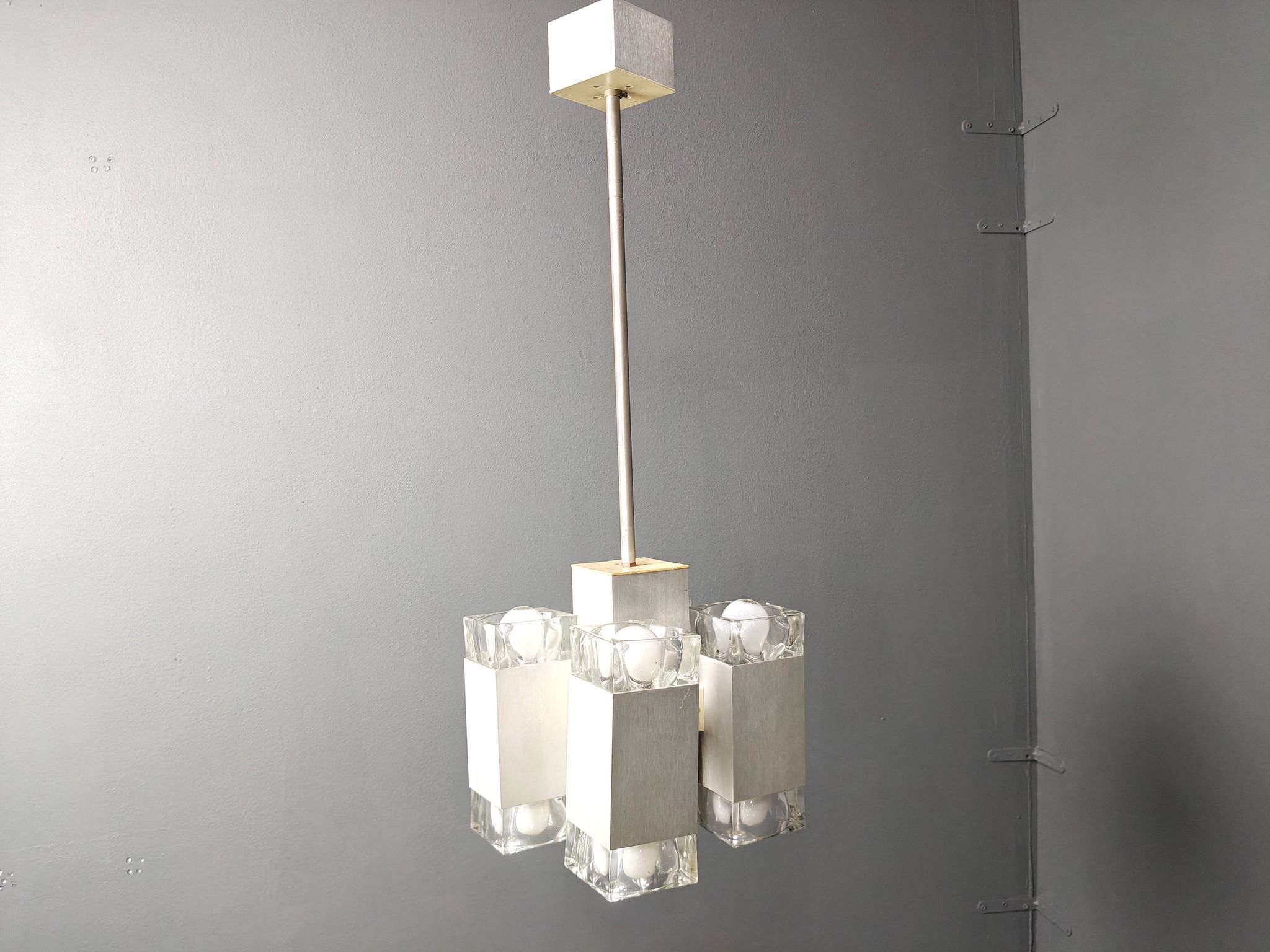 Vintage Italian cubic chandelier by Gaetano Sciolari, 1970s