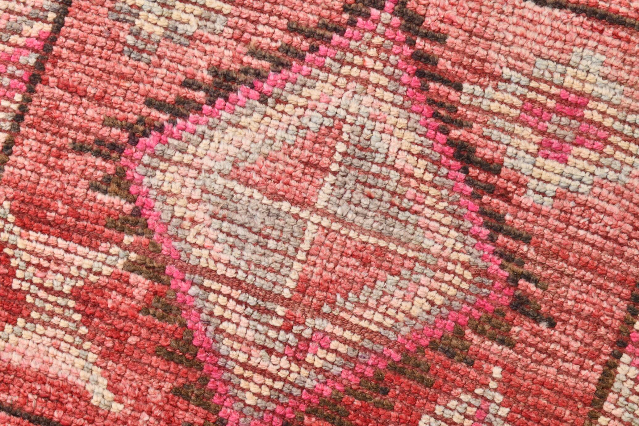 Modern Mid Century Turkish Vintage Runner Rug, 83x337 Cm