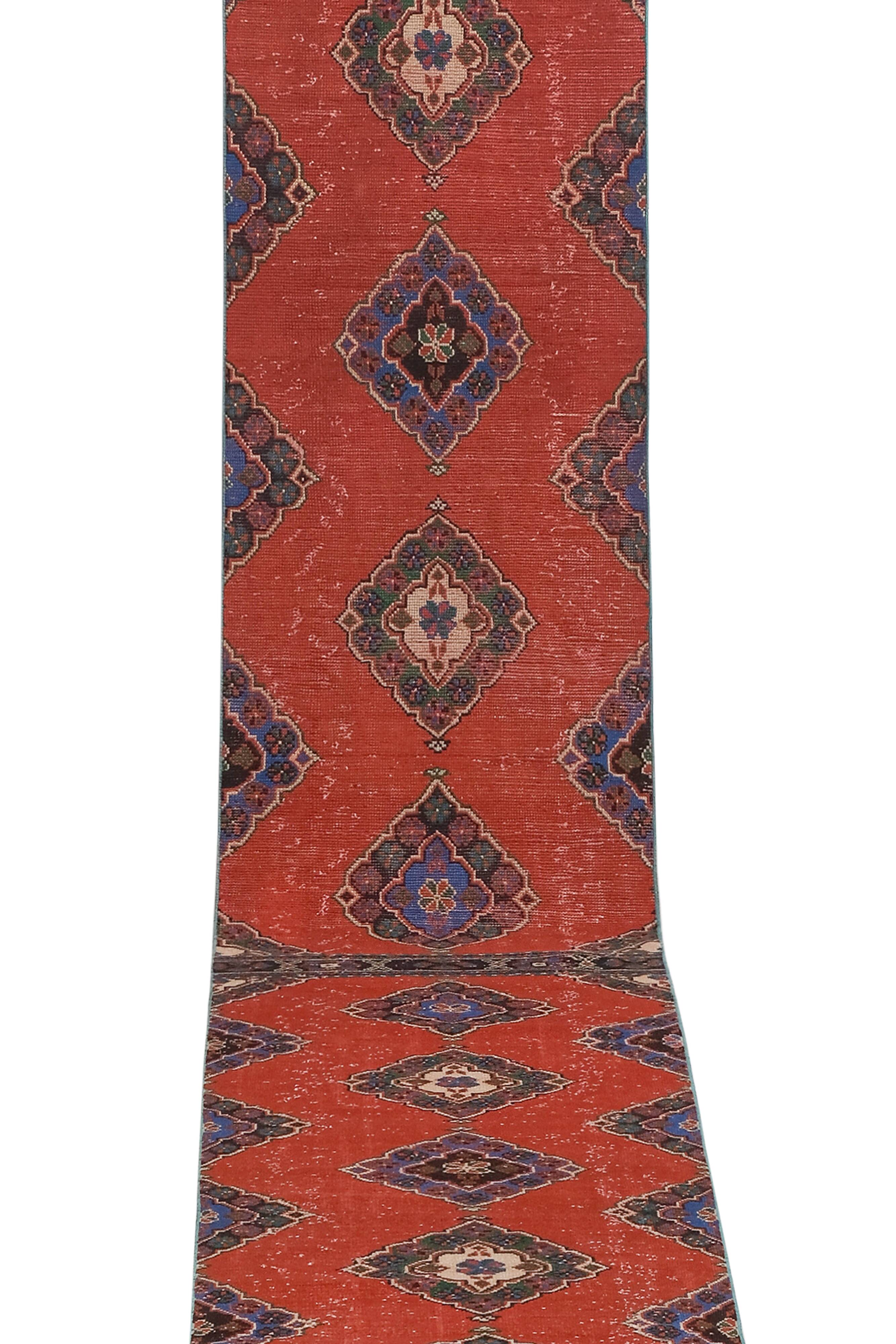 Vintage Turkish rug from Oushak, hand-woven 91x660 cm
