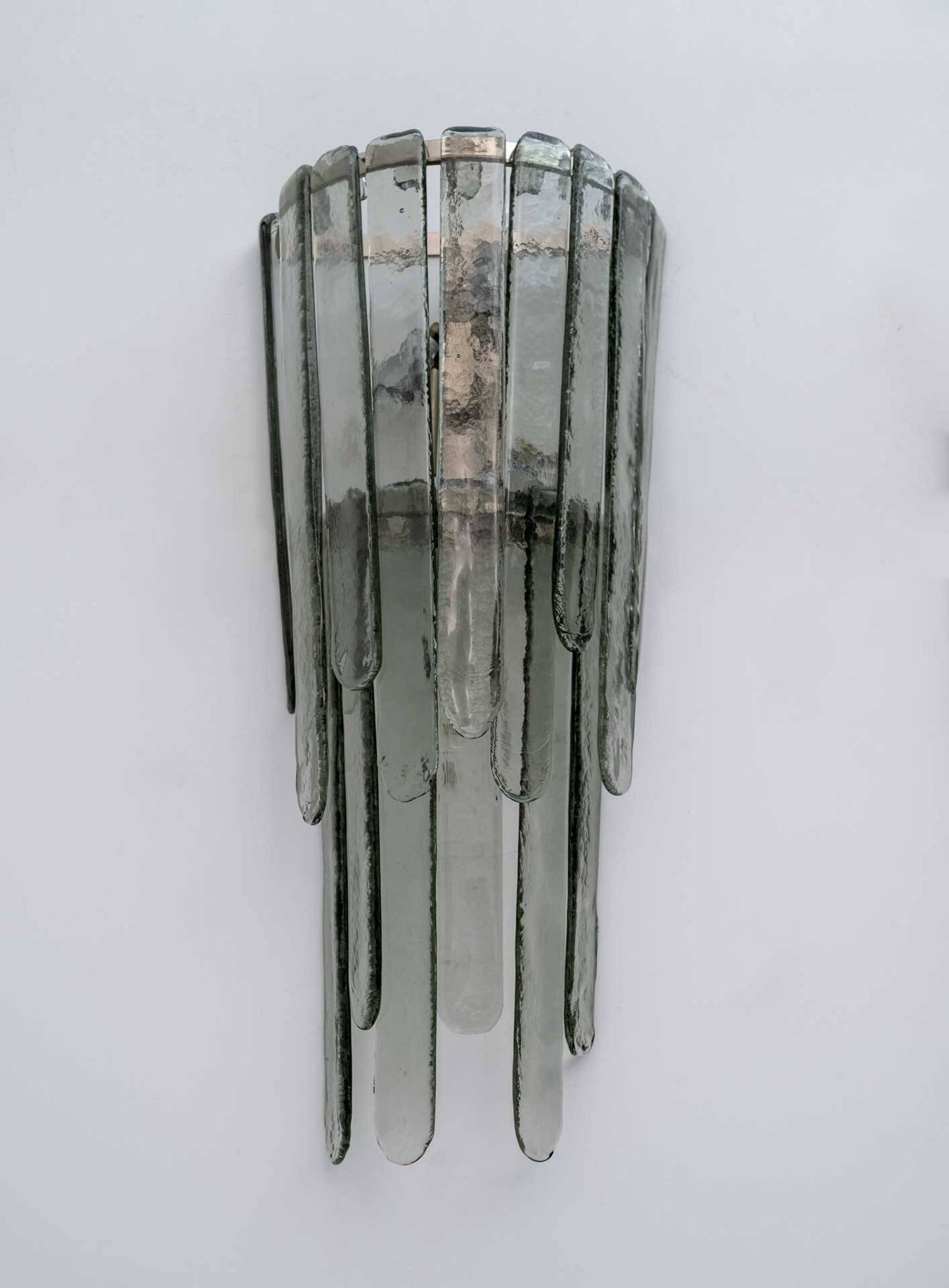 Pair of Carlo Nason Chiseled Murano Glass Cascade Sconces for Mazzega, 1960