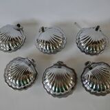 Shell pocket in silver metal and blue glass interior from the 60s and 70s