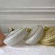 Pair of suspensions in white Clichy glass and golden edging 40s-50s