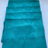 Set of old damask and monogrammed towels