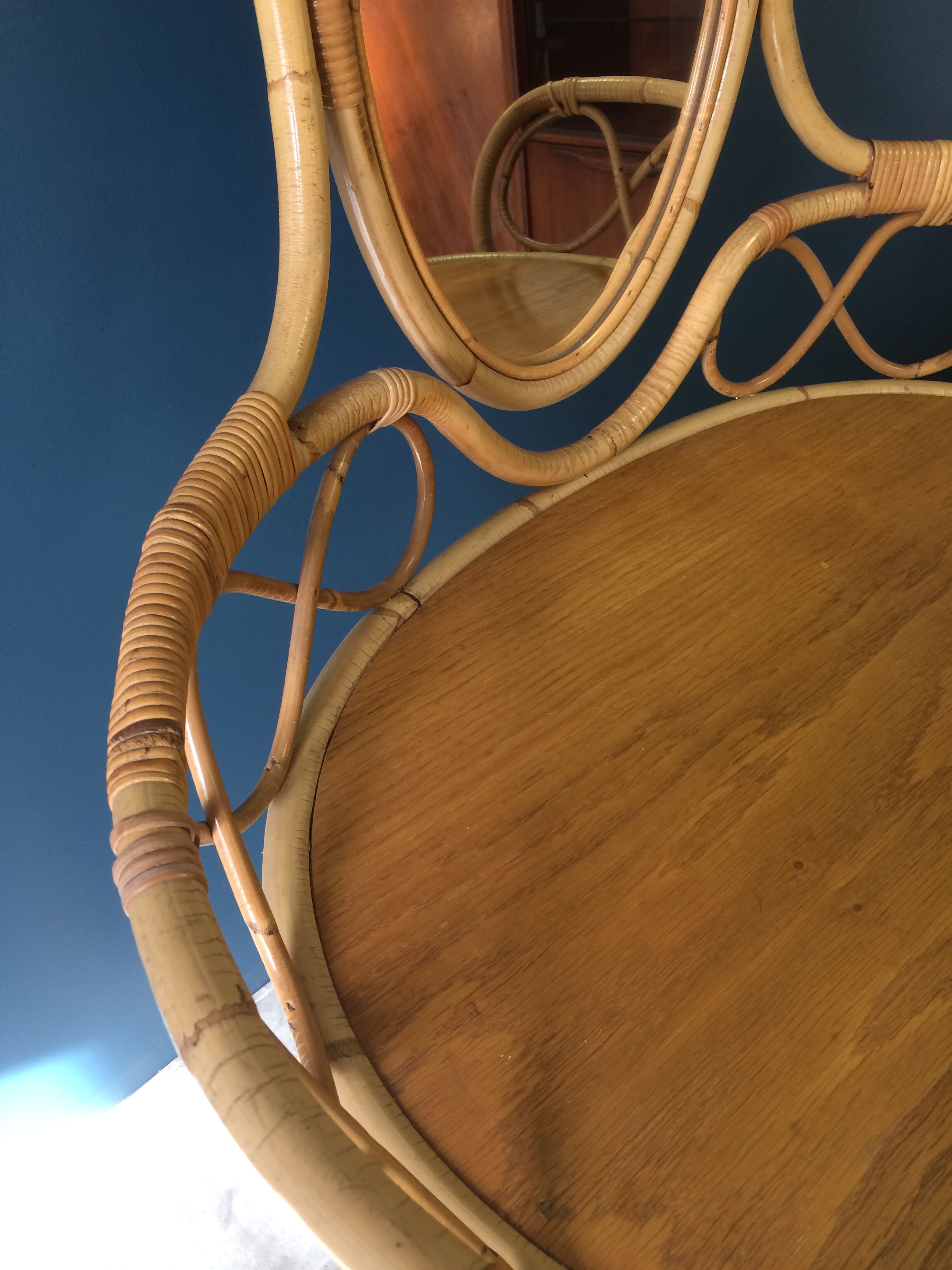 Old rattan hairdresser with stool