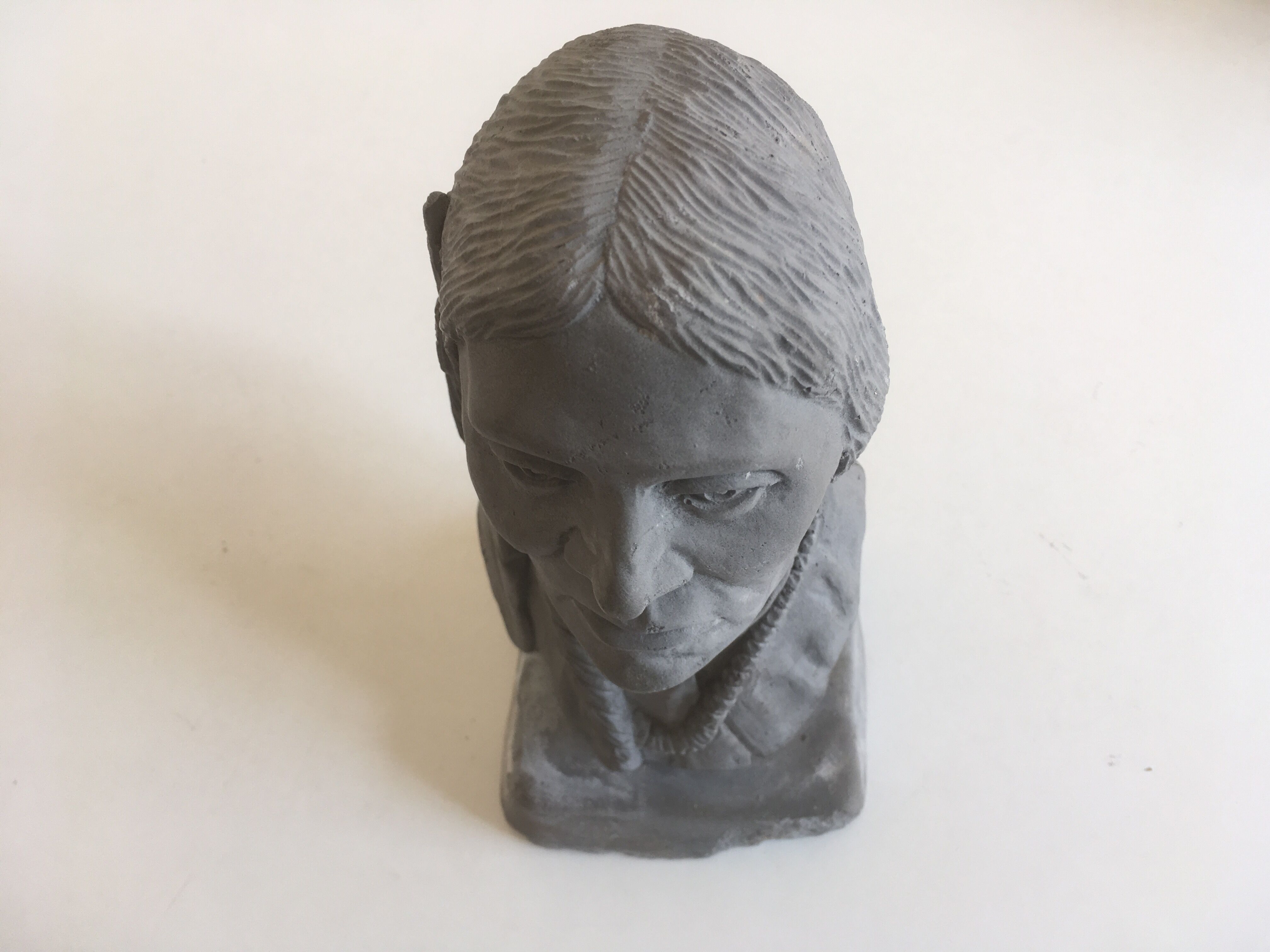Sioux Indian chief's head black earthenware workshop proof 1920