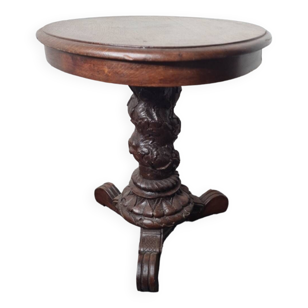 Table guéridon, table basse en chêne