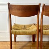 Pair of Scandinavian teak and rope chairs