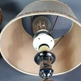 Paire lampes à poser métal argenté flambeaux style Louis XIII Bel état C777